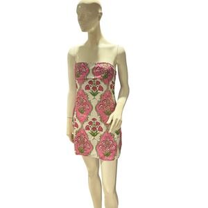 Fancy Pink Floral Strapless Mini Dress (NWT) – Size M